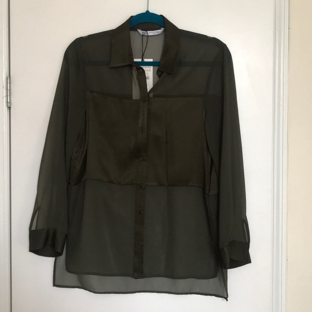 NWT ZARA BUTTON DOWN SHIRT Sz.XS